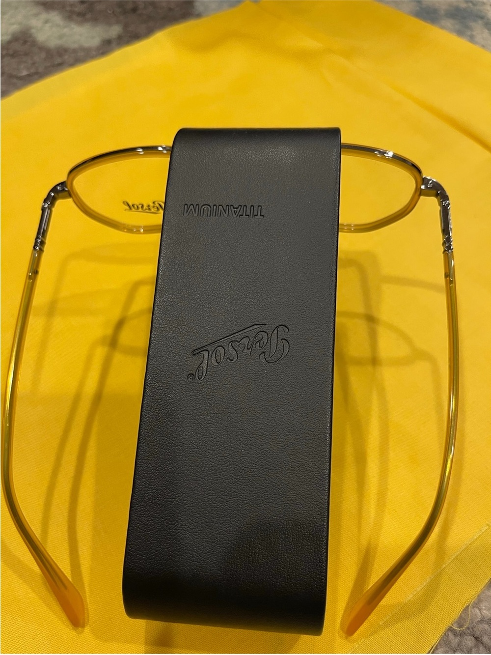 Persol Yellow Titanium Rimless Glasses